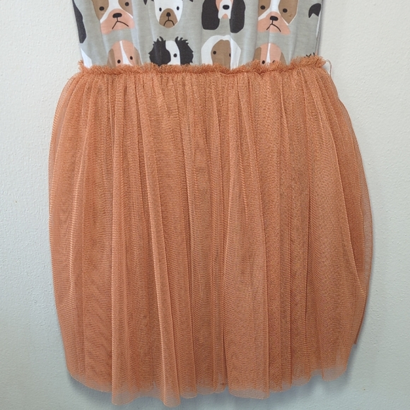 Taylor Joelle Dog Print Dress with Orange Tulle Skirt Girls Size 6 - Picture 4 of 4